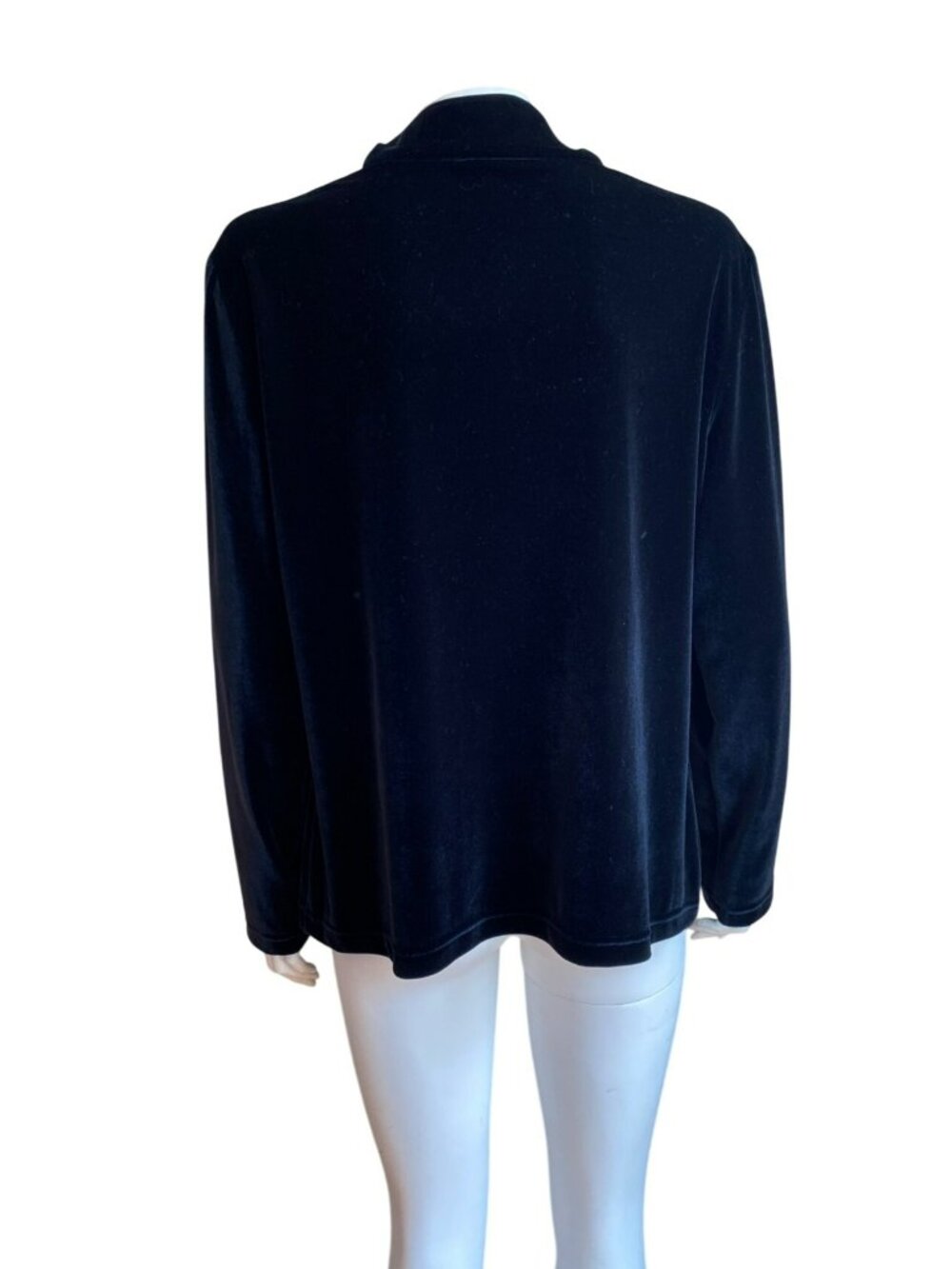 St John Sport Black Velour Quarter Zip Shirt Top Long Sleeve Rhinestone Large - Picture 4 of 7
